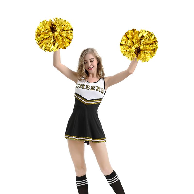 Hooshing 2PCS Gold Pom Poms Cheerleading with Baton Handle Cheering for Girls Team Spirit Sports Dance - Image 3